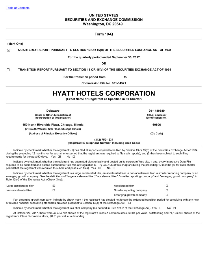 hyatt hotels corporation