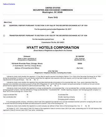 HYATT HOTELS CORPORATION  (Exact Name of Registrant as Specified in Its Charter)  Delaware