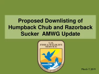 Proposed Downlisting of  Humpback Chub and Razorback  Sucker  AMWG Update  March 7, 2019  Outline