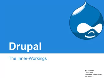 Drupal  The Inner-Workings  Ari Summer  CSCI 5448  Graduate Presentation  11/16/2012  What is