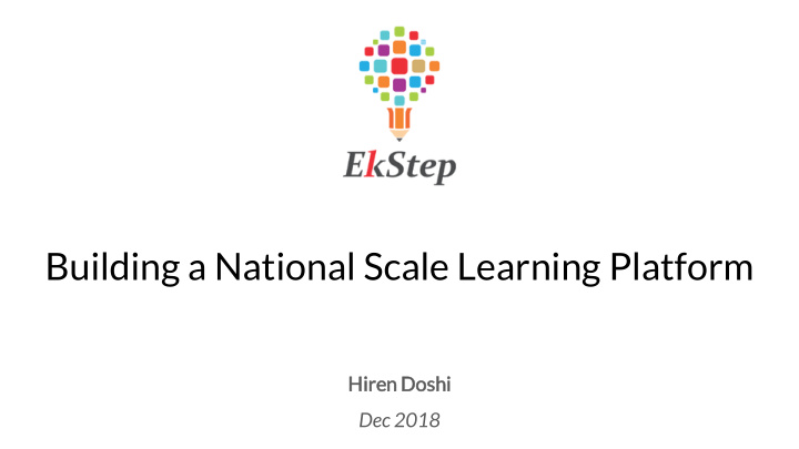 building a national scale learning platform