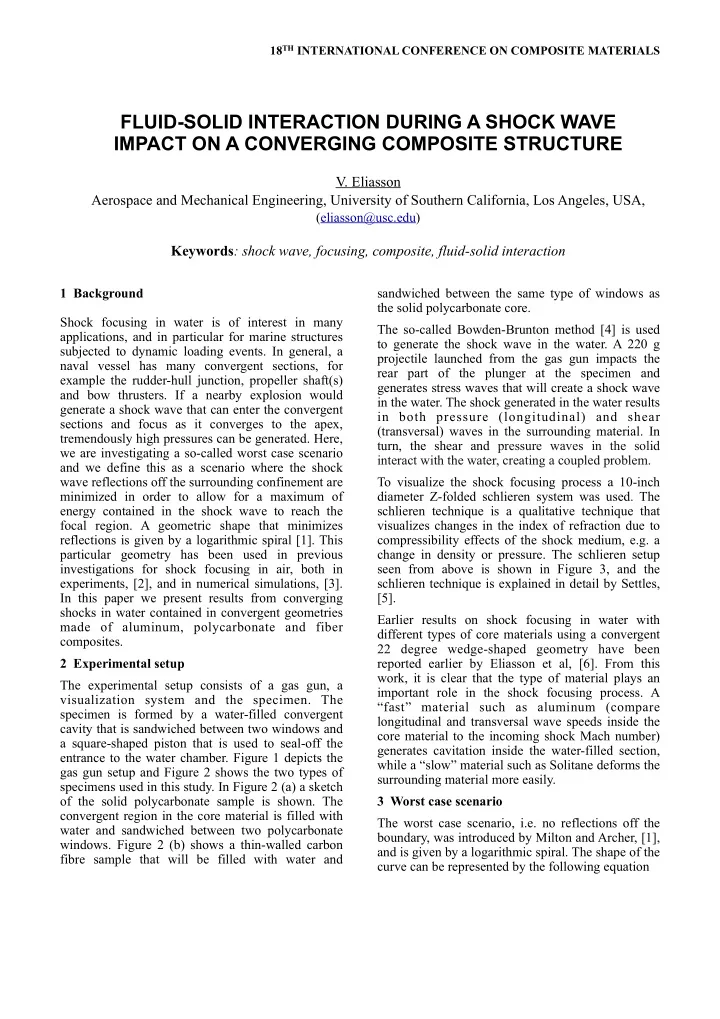 fluid solid interaction during a shock wave impact on a