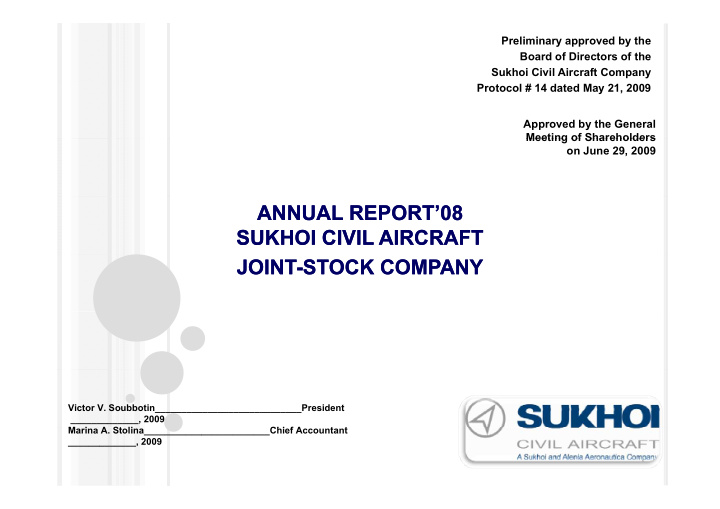 annual report 08 annual report 08 sukhoi civil aircraft
