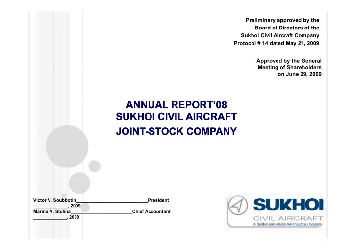 annual report 08 annual report 08 sukhoi civil aircraft