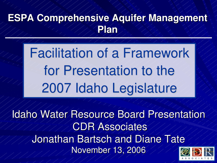 facilitation of a framework facilitation of a framework