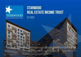Starwood  Real Estate Income Trust  Q1 2020 This sales material does not constitute an offer to