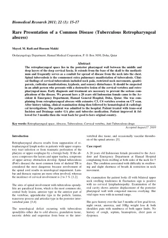 Rare Presentation of a Common Disease (Tuberculous Retropharyngeal  abscess)  Mayed. M. Radi and