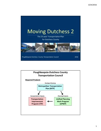 Poughkeepsie  Dutchess County Transportation Council Required Products Strategic Planning