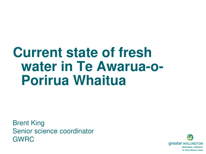 water in te awarua o