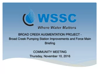 BROAD CREEK AUGMENTATION PROJECT -  Broad Creek Pumping Station Improvements and Force Main