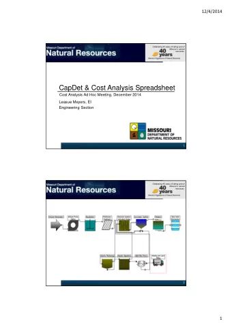 CapDet &amp; Cost Analysis Spreadsheet  Cost Analysis Ad Hoc Meeting, December 2014  Leasue Meyers,