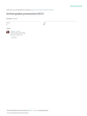 Invited speaker presentation (DCU) Presentation  April 2016  CITATIONS  READS  0  39  1 author: