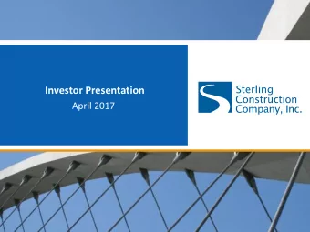 Investor Presentation  April 2017  DISCLOSURE REGARDING FORWARD-LOOKING STATEMENTS  This