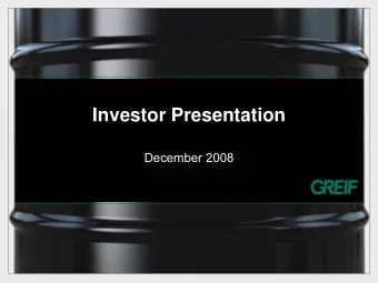 Investor Presentation  Investor Presentation  December 2008  December 2008  Safe Harbor