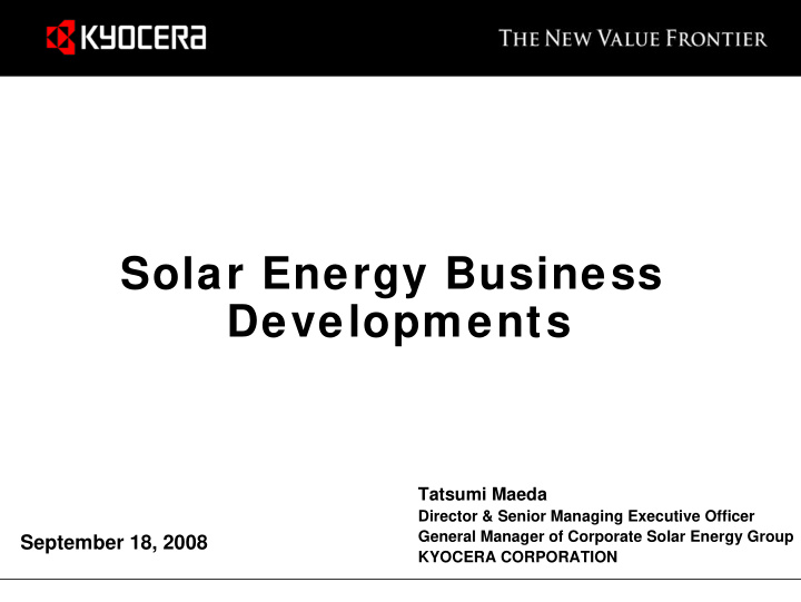 solar energy business developments