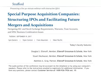 Mergers and Acquisitions  Navigating SEC and Stock Exchange Requirements, Warrants, Trust Accounts,