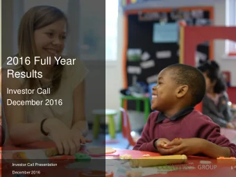 2016 Full Year  Results  Investor Call  December 2016  Investor Call Presentation  GROUP  1