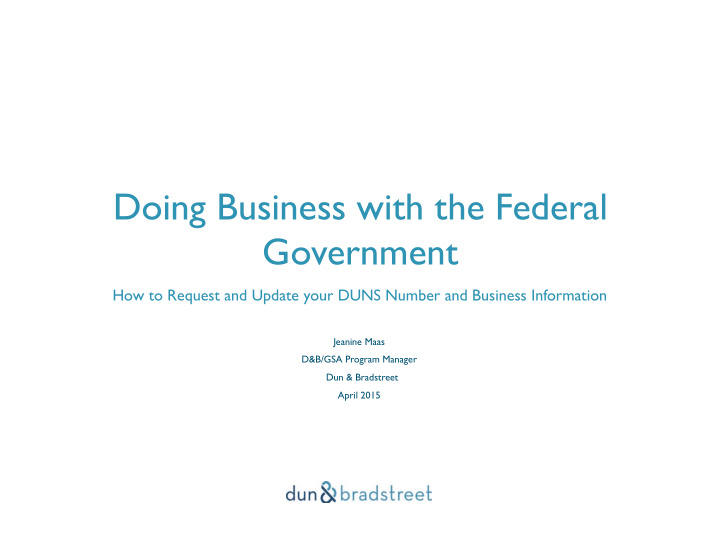 doing business with the federal government