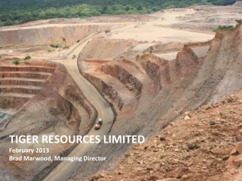 TIGER RESOURCES LIMITED  February 2013 Brad Marwood, Managing Director  1  Disclaimer Forward