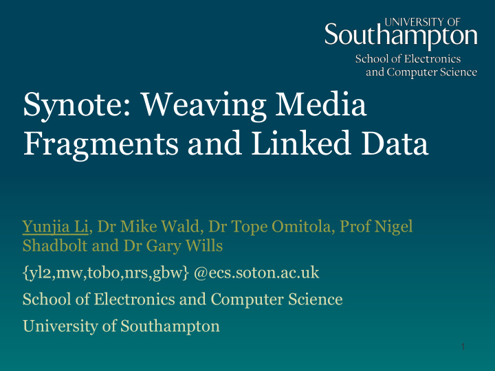 synote weaving media fragments and linked data
