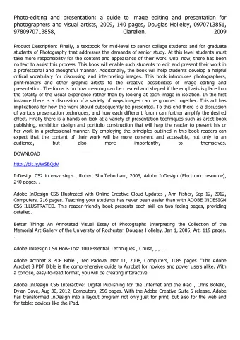 Photo-editing and presentation: a guide to image editing and presentation for  photographers and