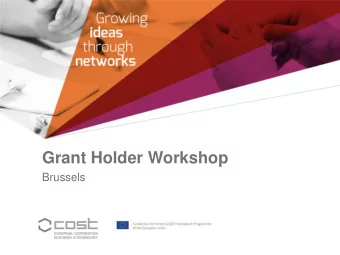 Grant Holder Workshop  Brussels  Agenda for the Workshop 9:30-11:00  Session I  Welcome to