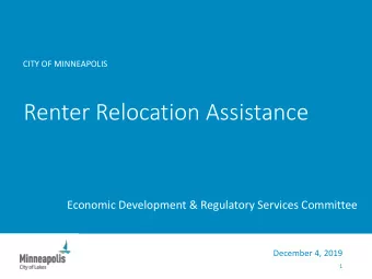 Renter Relocation Assistance  Economic Development &amp; Regulatory Services Committee  December 4,