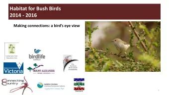 Habitat for Bush Birds  2014 - 2016  Making connections: a birds eye view  1  Habitat for Bush
