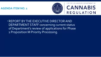 REPORT BY THE EXECUTIVE DIRECTOR AND  DEPARTMENT STAFF concerning current status  of