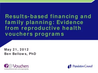 Results-based financing and  fam ily planning: Evidence  from  reproductive health  vouchers