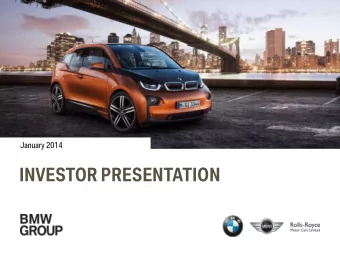 INVESTOR PRESENTATION BMW Group Investor Presentation, January 2014 Page 1  THIRD QUARTER / NINE
