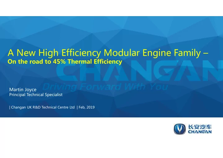a new high efficiency modular engine family