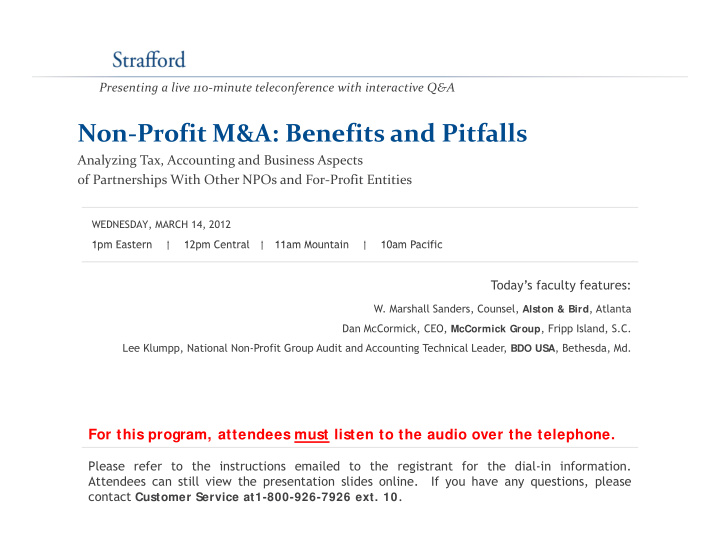 non profit m a benefits and pitfalls