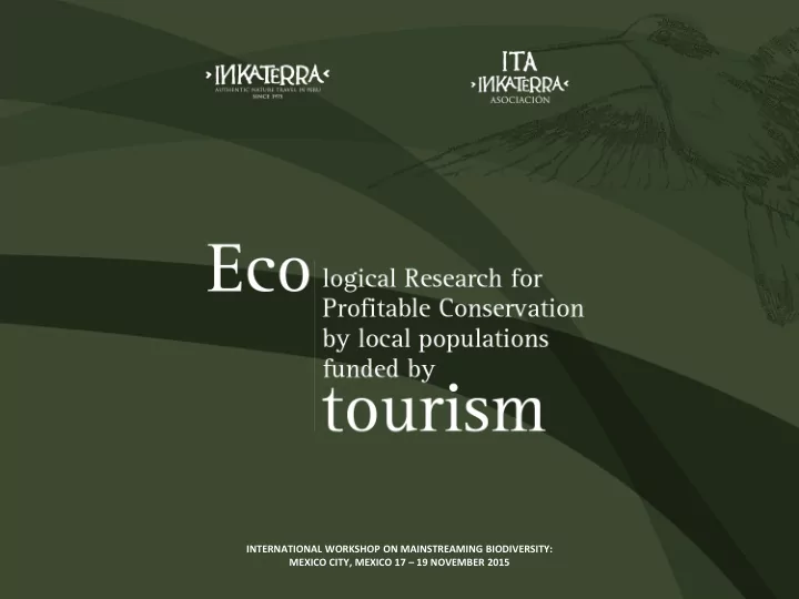 international workshop on mainstreaming biodiversity