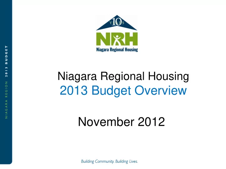 2013 budget overview
