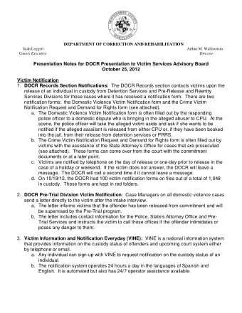 DEPARTMENT OF CORRECTION AND REHABILITATION  Isiah Leggett  Arthur M. Wallenstein  County Executive