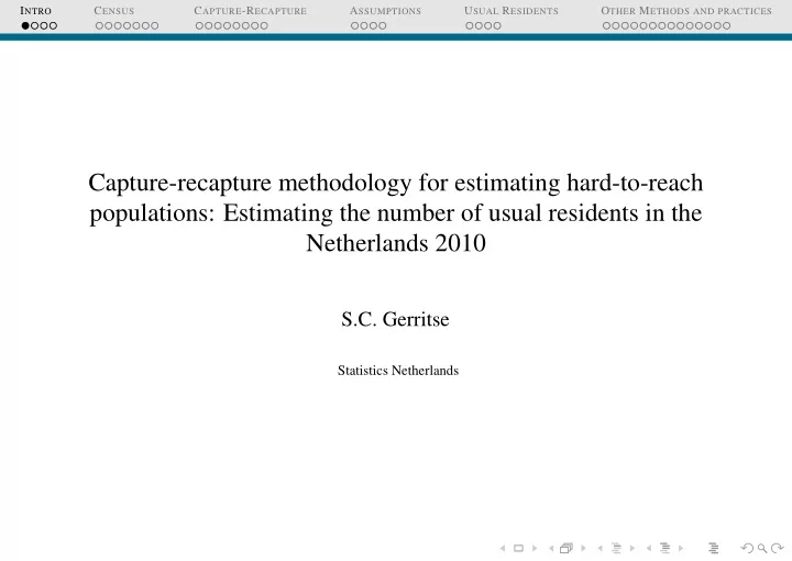 capture recapture methodology for estimating hard to