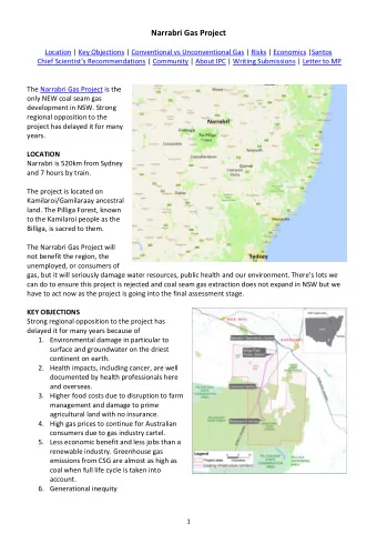 Narrabri Gas Project  Location | Key Objections | Conventional vs Unconventional Gas | Risks |