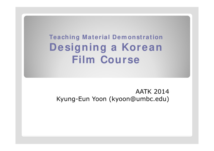 designing a korean film course