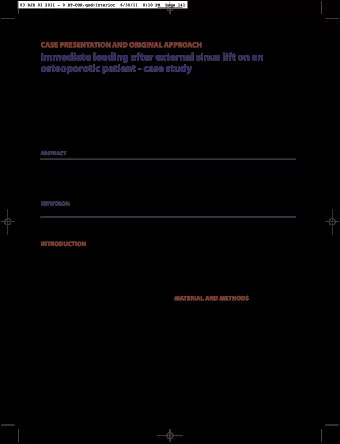 Immediate loading after external sinus lift on an  osteoporotic patient - case study Horia Mihail