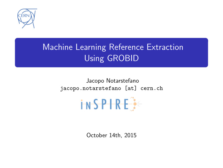 machine learning reference extraction using grobid