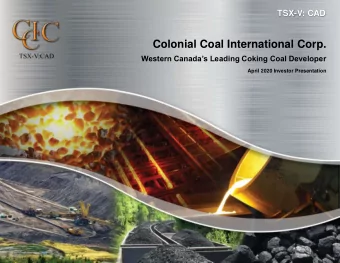 Colonial Coal International Corp.  Western Canadas Leading Coking Coal Developer  April 2020