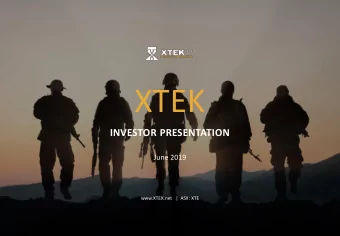 XTEK  INVESTOR PRESENTATION  June 2019  www.XTEK.net   |  ASX: XTE  www.XTEK.net | 1800 500 032 |
