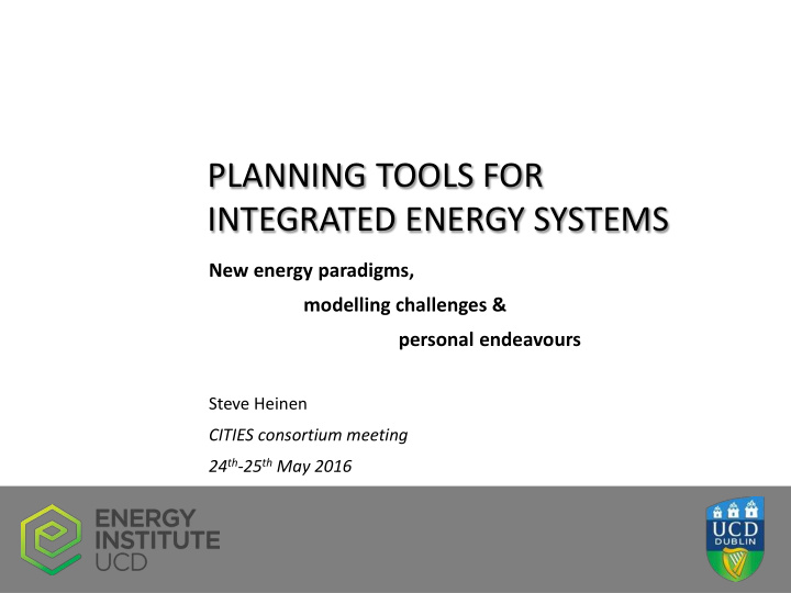planning tools for integrated energy systems