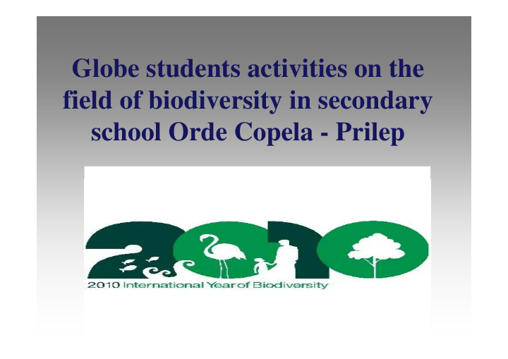 globe students activities on the field of biodiversity in