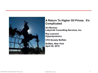 Labyrinth Consulting Services, Inc.  Ray Leonard  Hyperdynamics CFA Society Buffalo  Buffalo, New