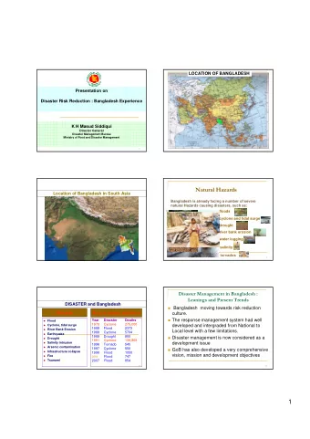 1  GoB Vision:  to reduce the vulnerability of the poor to the effects of  natural,