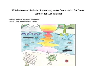 2019 Stormwater Pollution Prevention / Water Conservation Art Contest  Winners for 2020 Calendar