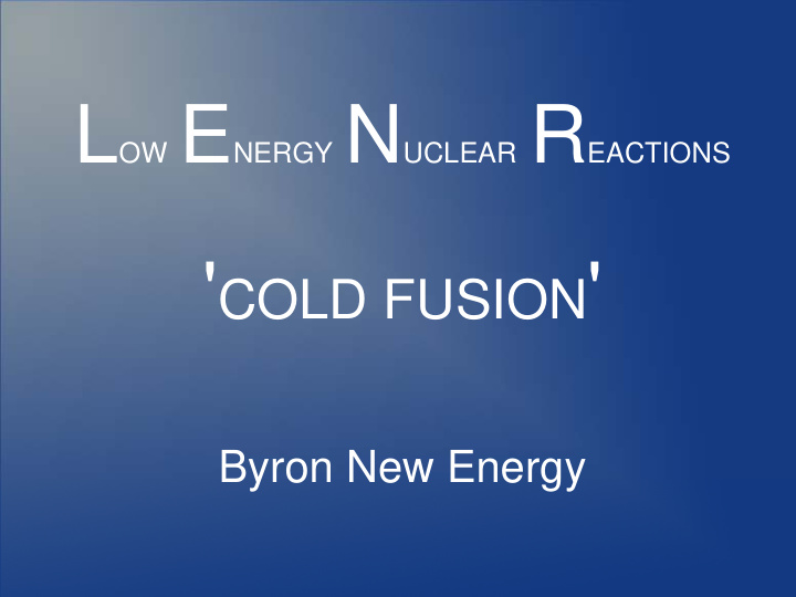 cold fusion