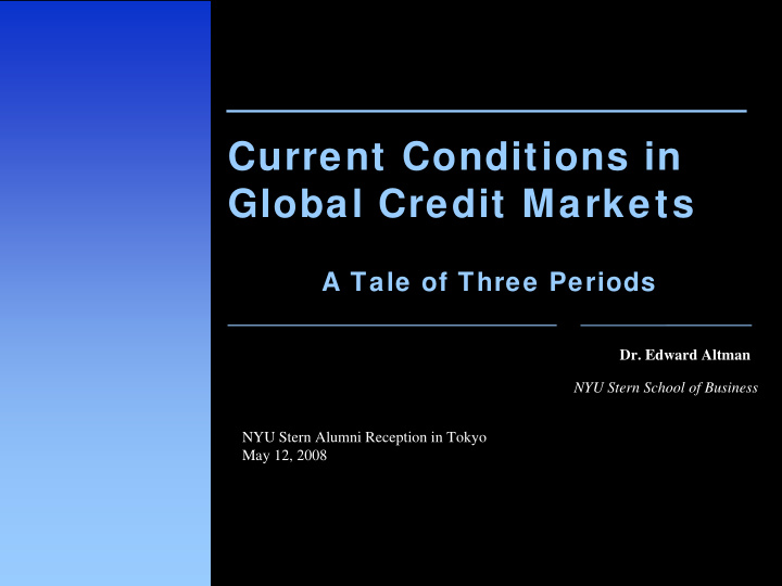 current conditions in global credit markets